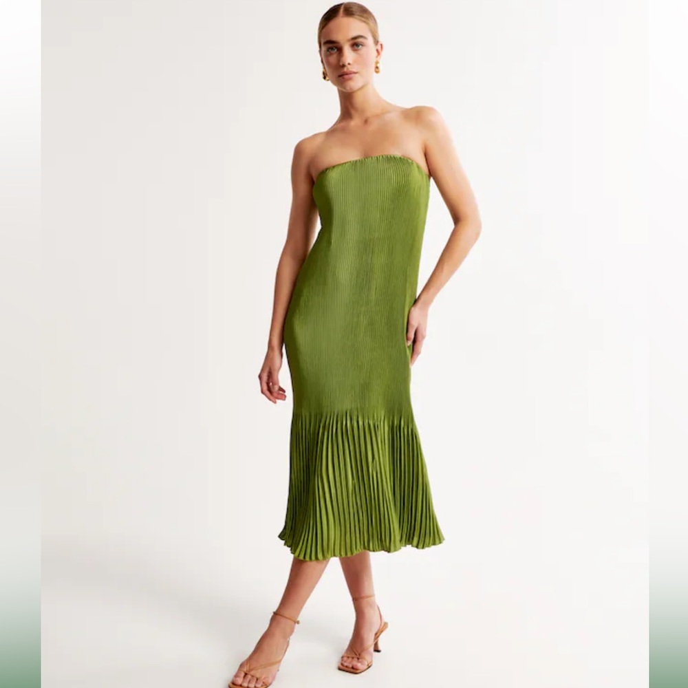Abercrombie Strapless Pleat Release Midi Dress size S petite